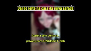 challenge: playing with hot redhead in wet blowjob until receiving cum on her face