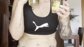 HUGE PISS In Two Glasses💦 Smoking😏