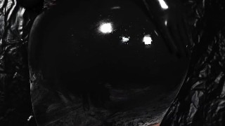 Cute Blond Girl makes herself ready in Latex Dress