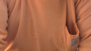 Bear Chub slapping balls at work