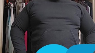 Bearded Thick Hunk Beats His Dick Through Pajama Pants