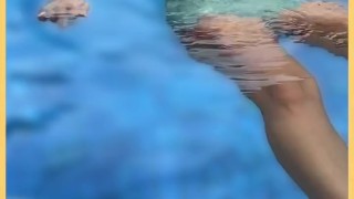 Wifey wet shirt in the pool with perfect braless tits