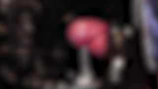 Blonde Girl in Oiled Spandex grabs Cock in Latex Gloves till Cum in her Hands