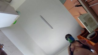 Sexy naked latina in the kitchen. Brunette hairy pussy, big ass, big tits.