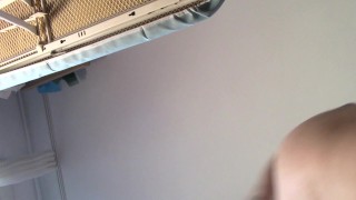 Amateur wife does housework naked. Brunette with hairy pussy, big ass.