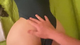 Big Ass Latina Loves it from the Back and her panties pulled to the side