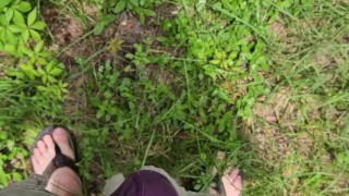 Aaron Skeetman Peeing In The Grass In Flip Flops