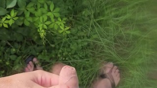 Peeing outside all wet from jumping on the trampoline with the hose 🤭 My phone is waterproof