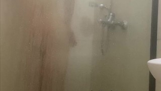 Let’s Pretend I’m Your Maid, Cleaning The Shower Glass With My Tits Like A Slut