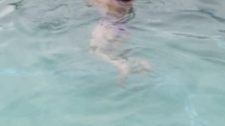 Beautiful stepmother on the beach shows off, masturbates, and begs for cock.