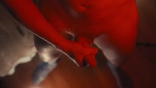 Handjob and big cumshot on the floor in RED Room !!