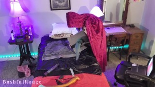 Locked Chastity Twink Stuffs Guts Again With Long and Massive Dildos